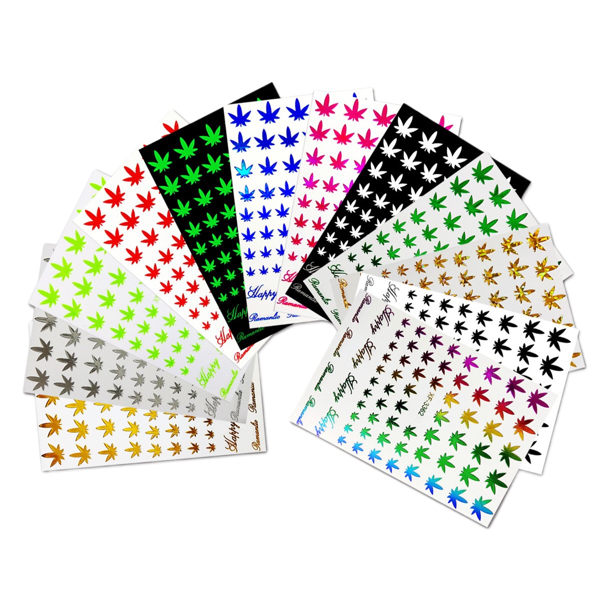 XF3362 cross-border supply 12 color leaf nail stickers nail stickers