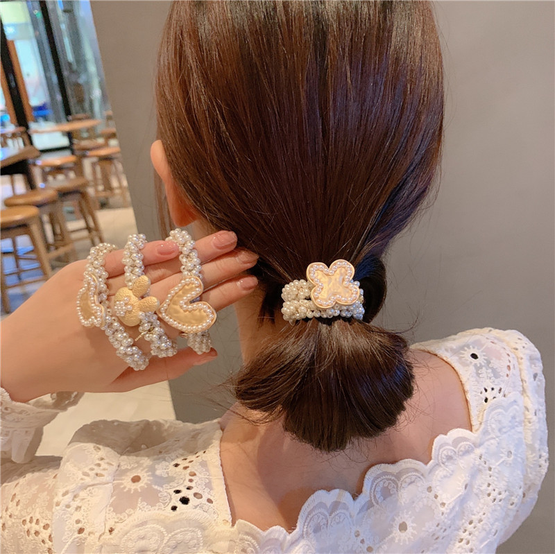 韩国ins网红珍珠发绳 超仙串珠发圈扎马尾简约扎头发头绳手链两用