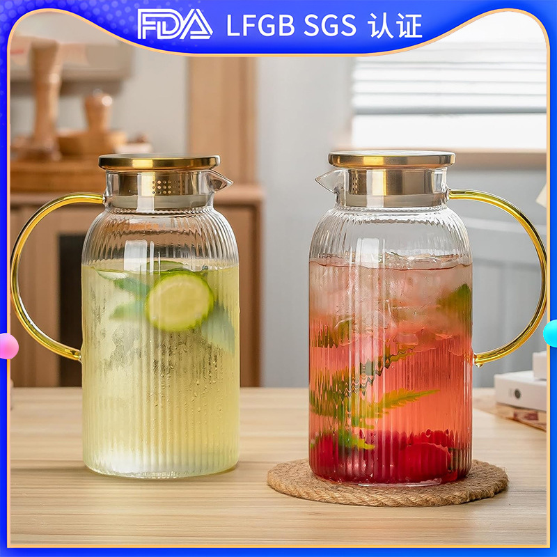 Large Capacity Glass Cold Water Pitcher for Home Use, High-Temperature Resistant Tea Brewing Set, White Boiling Water Bottle, Heat-Resistant Teapot, Jug Large Capacity Glass Cold Water Pitcher for Home Use, High-Temperature Resistant Tea Brewing Set, White Boiling Water Bottle, Heat-Resistant Teapot, Jug