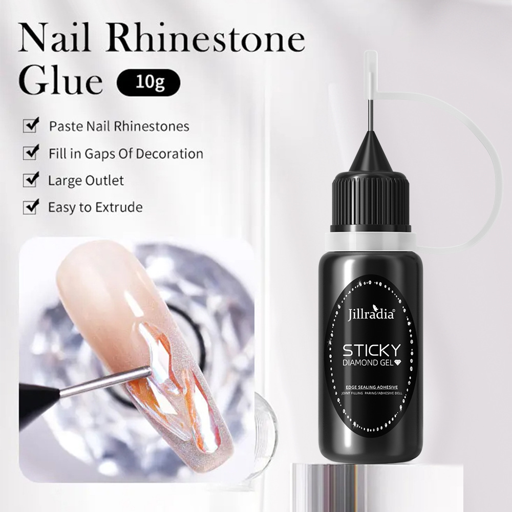 Adhesivo de diamante de sellado de borde sin lavado, pegamento de uñas especial de relleno rojo de goma de diamante de alta potencia
