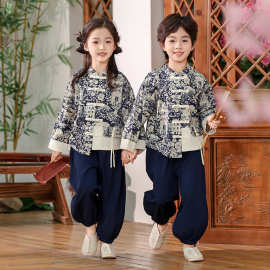 儿元旦服小学生汉服童唐装演出服喜庆古风拜年表演服国学幼儿园