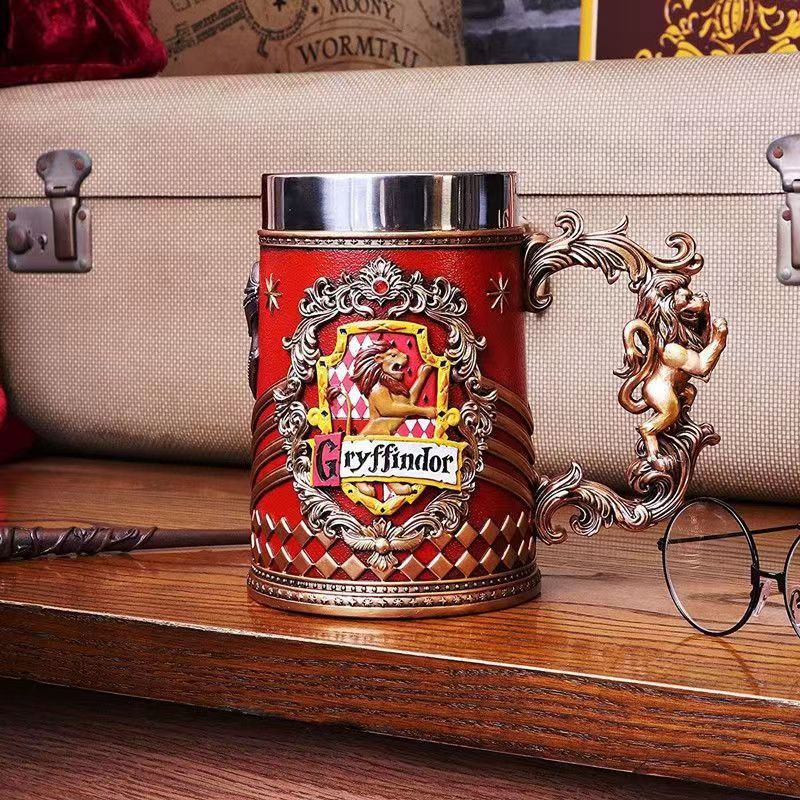 Colección creativa original de Harry Potter tazas de cerveza de la escuela de magia taza de pie alto recuerdos de acero inoxidable