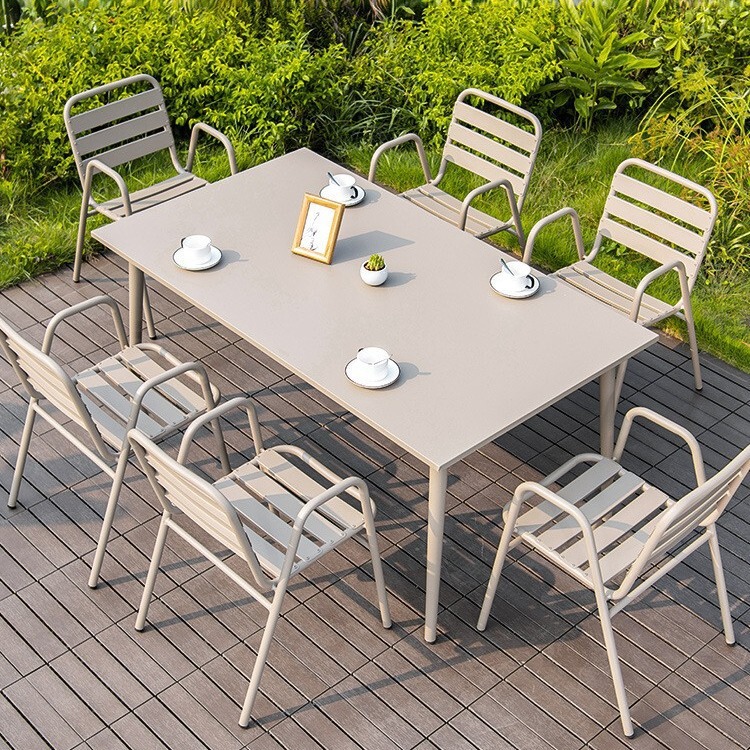 Outdoor plastic wood aluminum alloy table and chair leisure courtyard garden net red outdoor open-air milk tea shop balcony small coffee table Outdoor plastic wood aluminum alloy table and chair leisure courtyard garden net red outdoor open-air milk tea shop balcony small coffee table