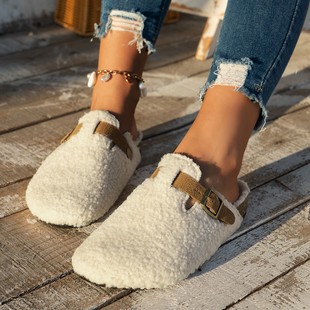 2024 spring and autumn new European and American foreign trade flat bottom Baotou lazy square buckle comfortable feet slippers women's in stock wholesale