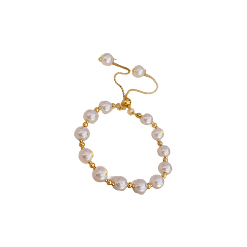 Perla francesa pulsera ajustable moda retro diseño pulsera simple luz lujo temperamento pulsera fábrica al por mayor