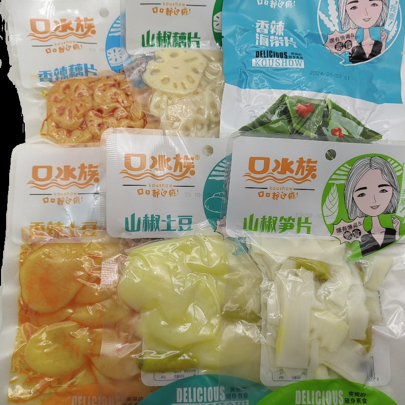 口水族山椒藕片香辣藕片香辣土豆山椒土豆香辣海带片山椒笋片120g