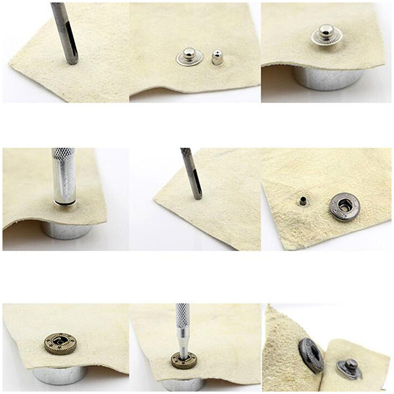 Herramienta de instalación de hebilla a juego 633/655/831/201 Base de perforación de remaches DIY Leather Art Juego de 11 piezas