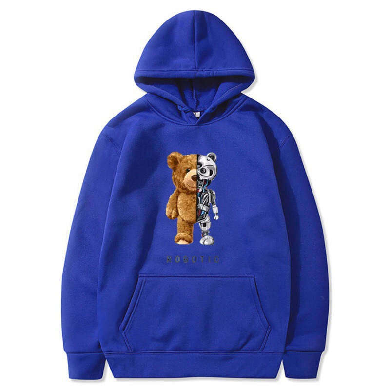 Cross-border Doraemon OZON hot-selling European and American trendy violent bear men's printed solid color fashion pullover hoodie Cross-border Doraemon OZON hot-selling European and American trendy violent bear men's printed solid color fashion pullover hoodie