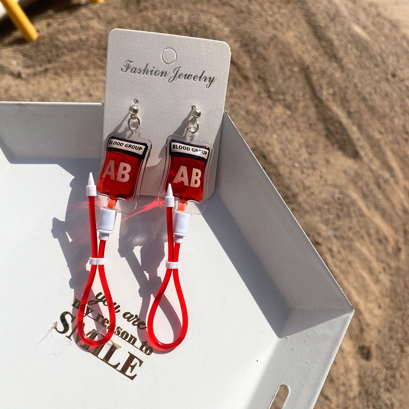 Holiday, Daily Occasion 1 Pair Novelty Blood Bag Irregular Stamping Plastic Drop Earrings