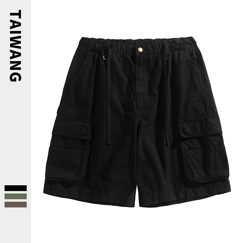 Taiwang Men's Fashion Brand Casual Pants Men's 2024 Summer Men's Clothing Dyed Shorts Simple Loose Cotton Pants Men