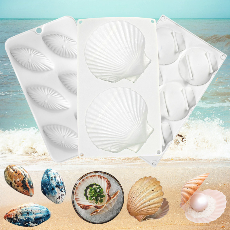 Ocean Shell Mousse Cake Silicone Mold DIY Scallop Chocolate Baking Decoration Mold Clay Creative Plating
