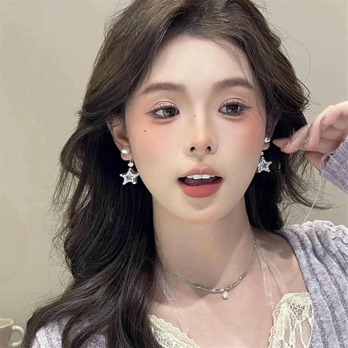 70번 실버 큐빅 별빛 분위기 반짝이 귀걸이