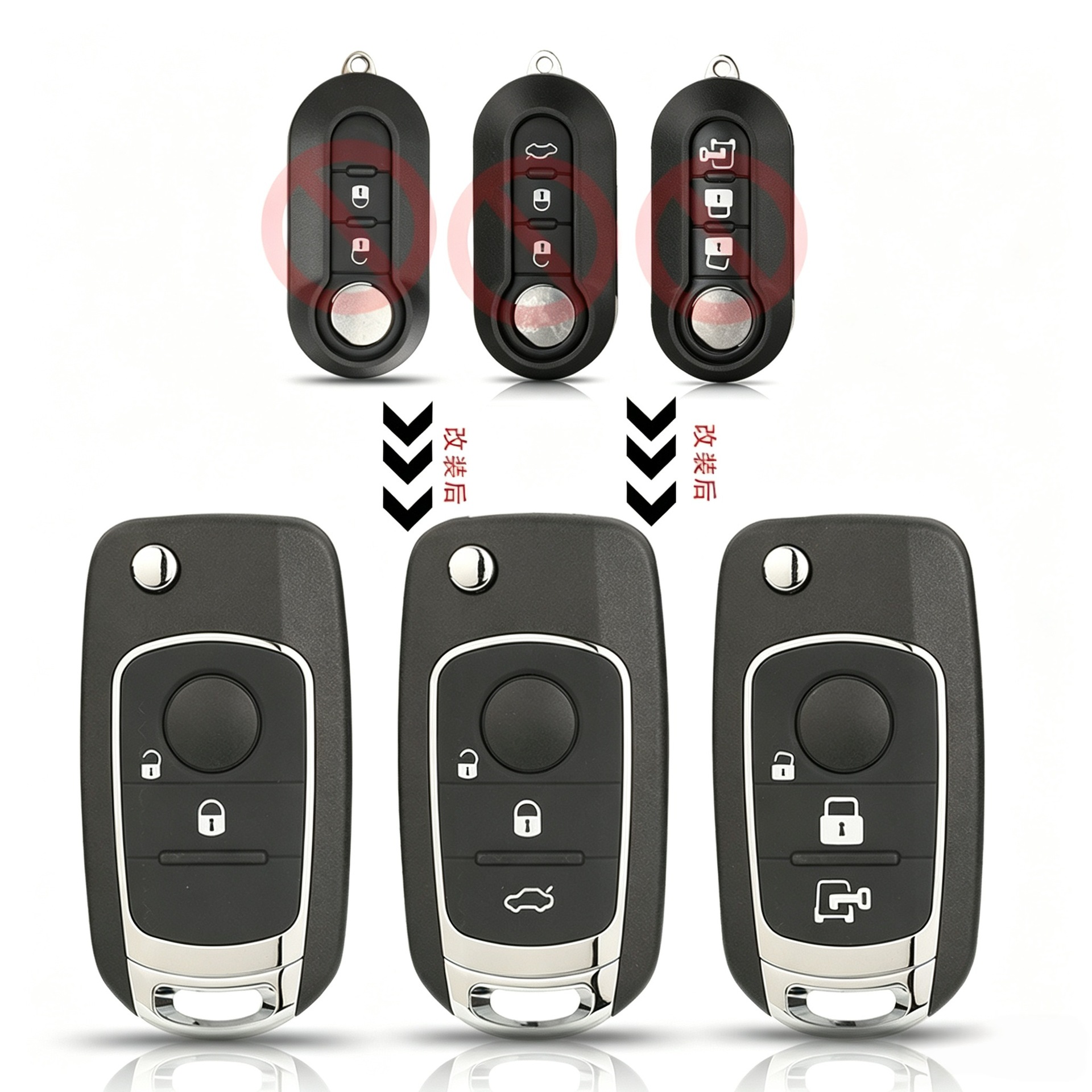 Suitable for 2/3 button Fiat 500 Panda modified folding car key remote control shell SIP22 blank key