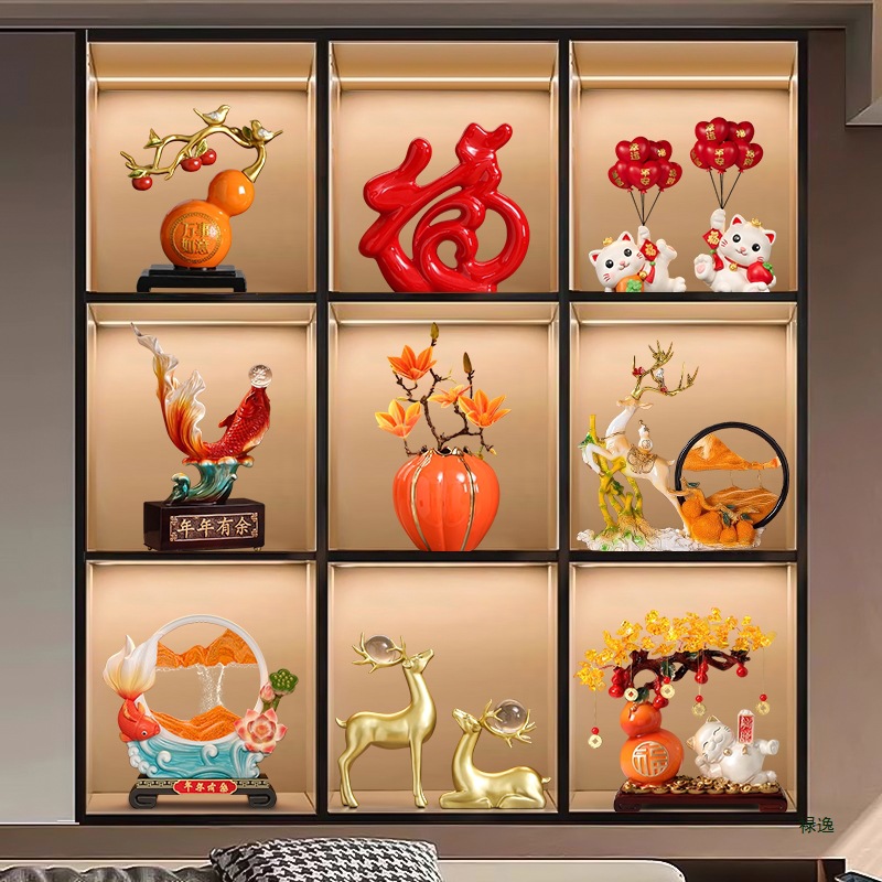 现代酒柜装饰摆件轻奢家居客厅电视柜玄关办公室展示柜工艺品