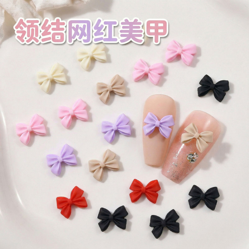 Bowknot Nail Art Accessories Frosted Three-Dimensional Resin Japanese Style Nail Decorations Wholesale Bowknot Nail Art Accessories Wholesale