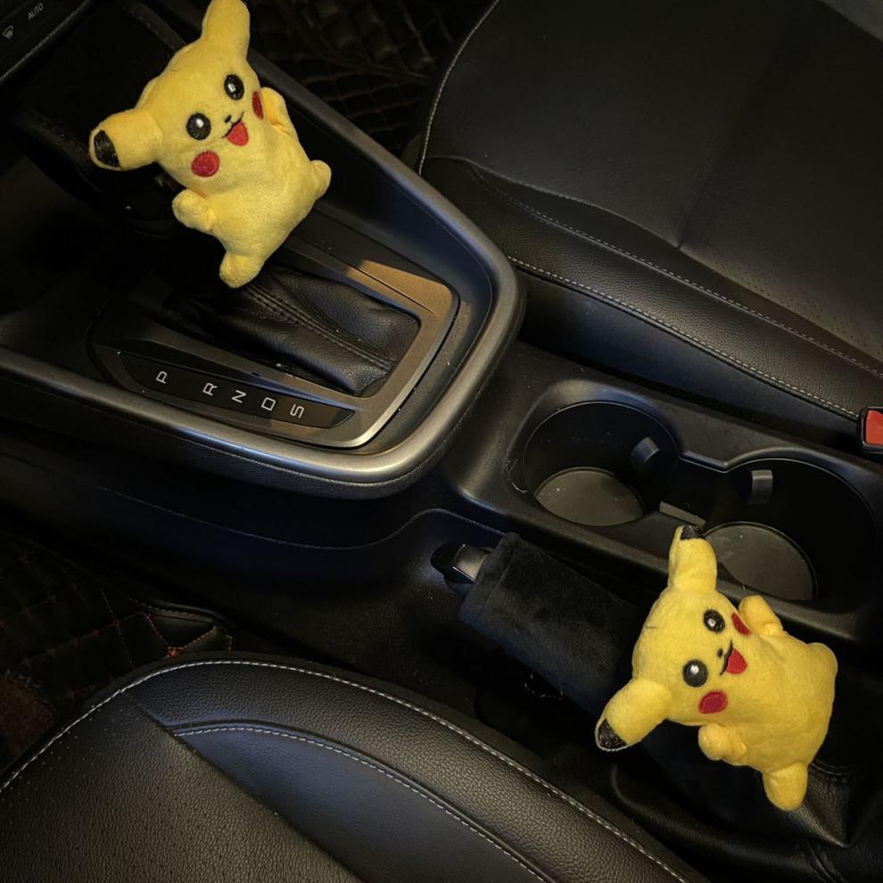 Little Dinosaur Car Gear Shift Cover, Gear Lever Protective Cover, Manual and Automatic Gear Cover, Universal Cute Handbrake Cover Set