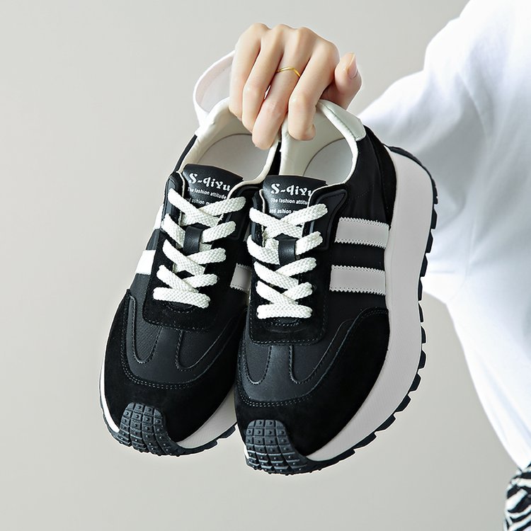 Forrest Gump Shoes Women's New Thick Sole Shoes Popular Women's Leather Heightening Retro Maillard Sports Women's Shoes_voghion.com