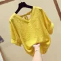 新款露背女短袖v领雪纺衫