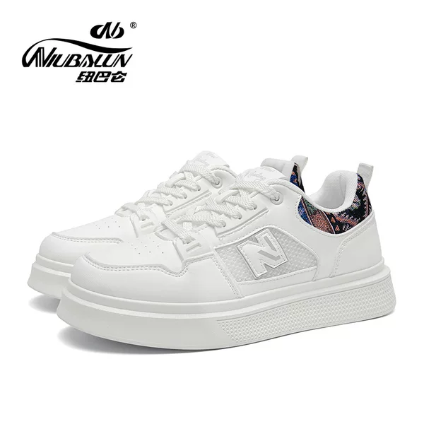 PLUS men's breathable white sneakers, men's student niche leather casual sports sneakers, dad-style trendy shoes, N-style