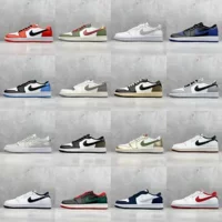 Putian обувь чистая оригинальная aj1 низкая молниеносная колючка парижская сажа северная карточка синего пальца пара спортивных баскетбольных кроссовок