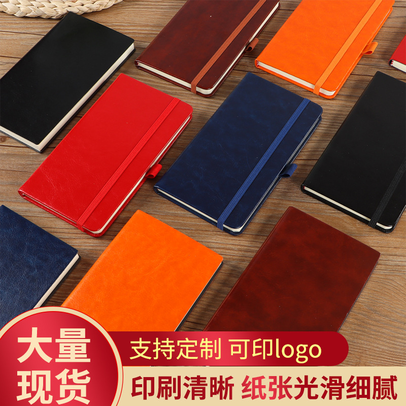 A6口袋笔记本定制 PU皮面商务办公便携绑带本 学生笔记记事本定做
