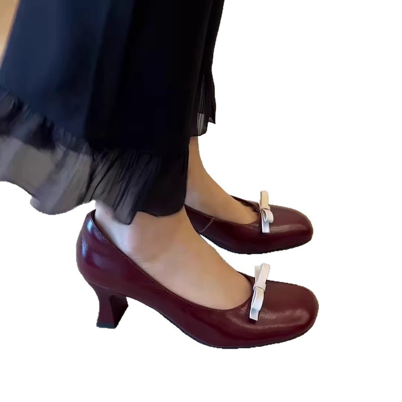 （现货）2025年新款时尚复古法式浅口夏季一脚蹬软底粗跟单鞋女|undefined