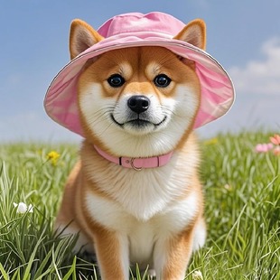 Pet Shiba Inu Hat Pink Open Ear Dog Cat Summer Outdoor Fisherman Hat Devon Cat Corgi Sun Hat
