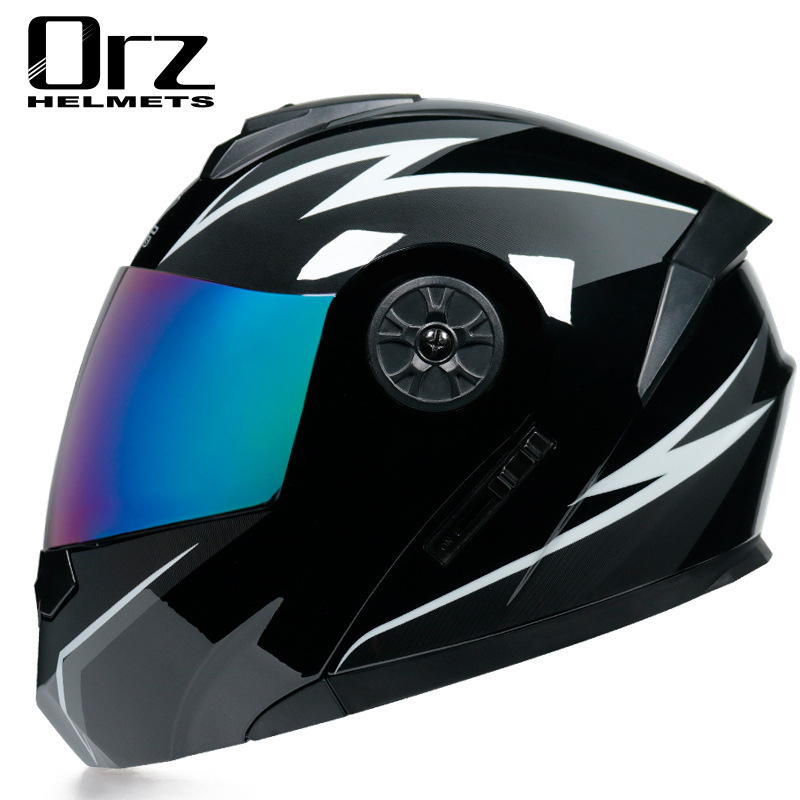 Casco de bicicleta eléctrica ORZ, gris, unisex, integral, para todas las estaciones, abierto, con doble visera, protección solar para ciclismo.