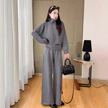 【原创设计】新品针织三件套装跨境女装宽松外套秋冬毛衣背心开衫