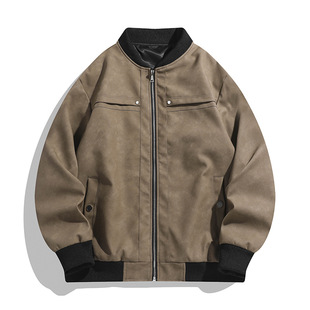 [Cross-border] American fashion brand leather men's 2025 new men's pu leather coat motorcycle jacket vintage