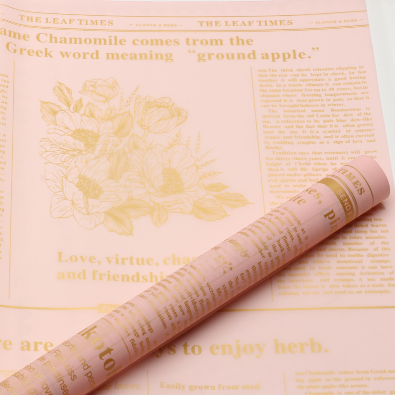 Huaxi Herbal Plant Papel de embalaje de flores Impresión en inglés Paquete de regalo mate impermeable Papel de flores Florería Materiales de ramo