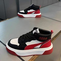 高帮爆款男鞋秋冬拼色时尚皮面休闲鞋百搭轻奢板潮牌舒适网红爆款