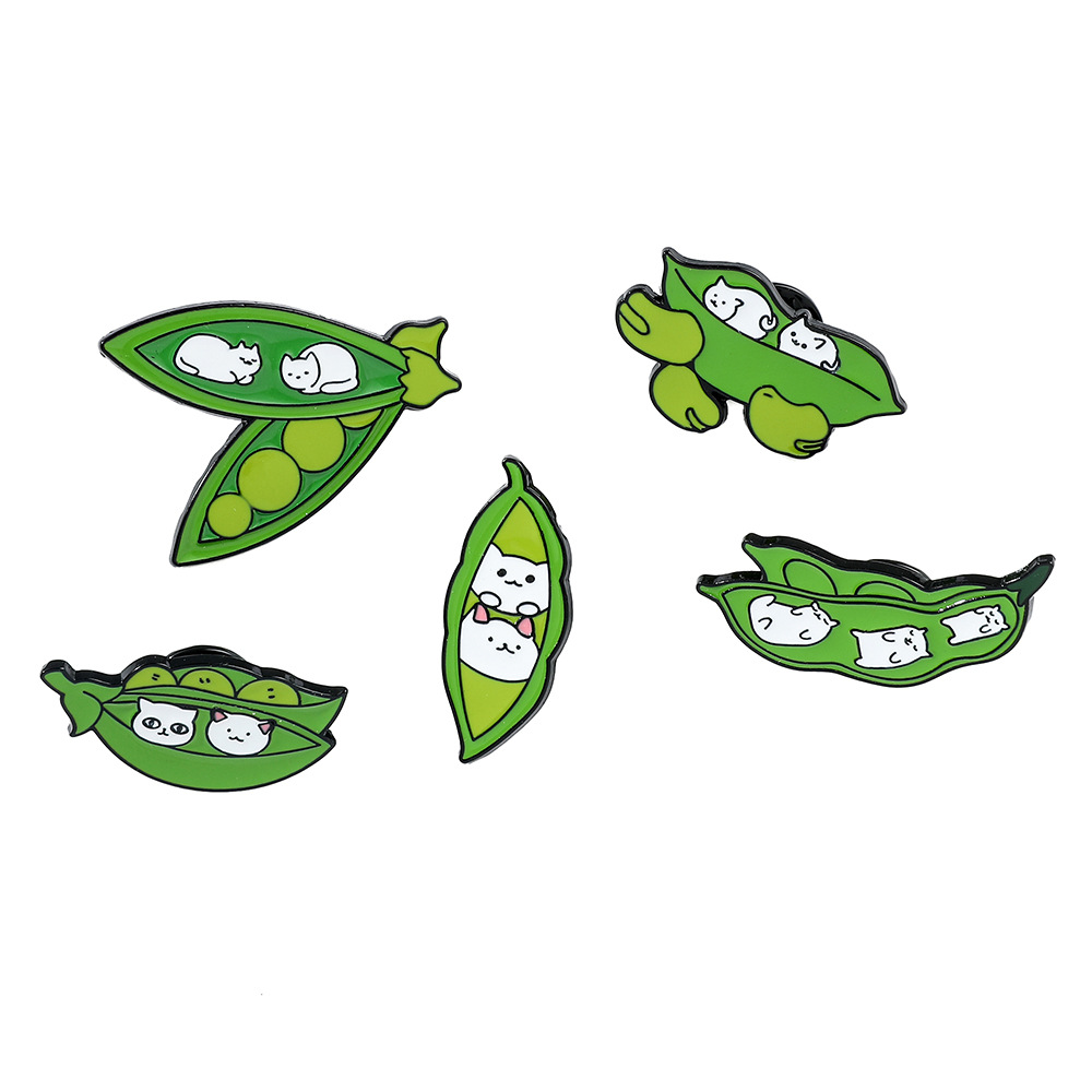 6g Weight Brooches Classification Casual, Daily Occasion Alloy Material Cat, Pea Pattern Unisex Gender Enamel Design Cute Style Cute Pin Cat Pea Alloy Enamel Unisex Brooches 1