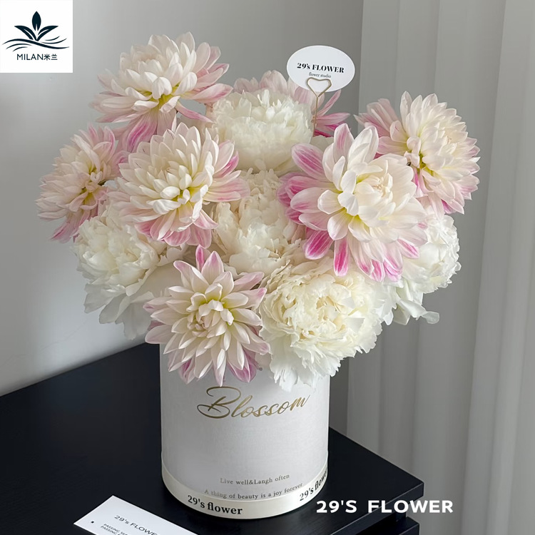 Fritillaria perla simple inglés abrazar barril caja de flores de rosas caja de regalo de flores redonda paquete de flores barril de arreglos de flores image 2