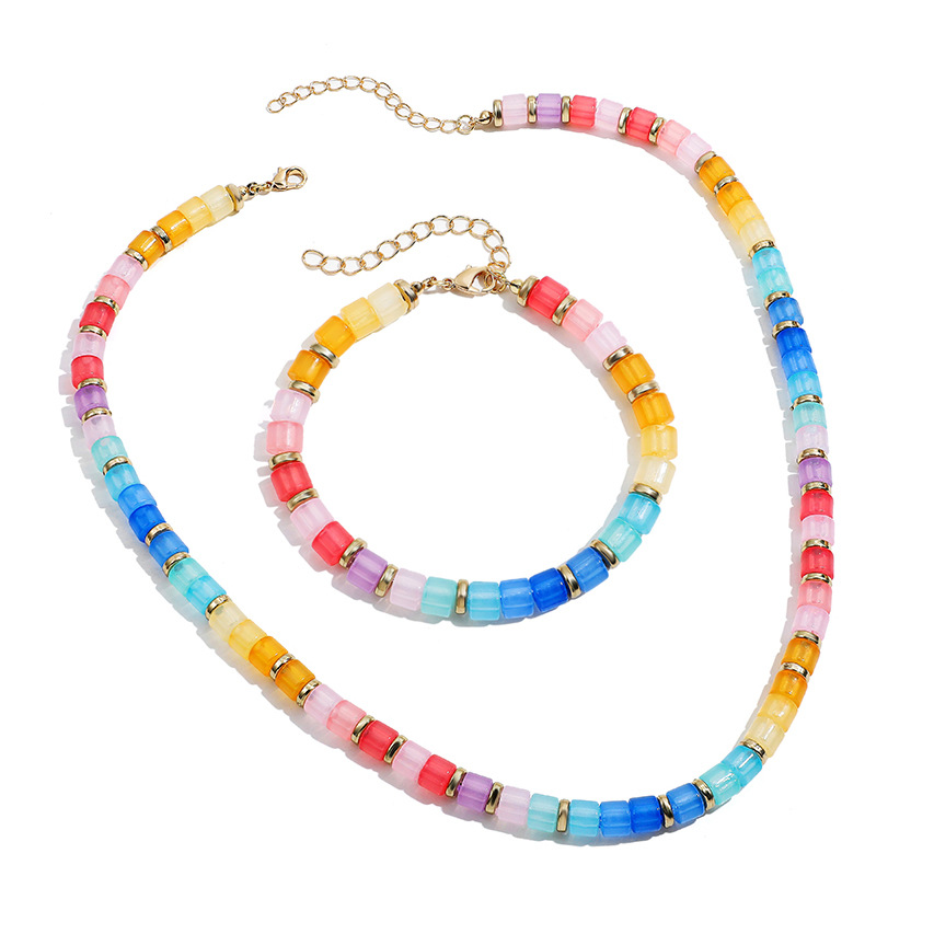 8g Weight Necklace Classification Resin, Copper Chain Material Beaded Chain Chain Type 1 Piece Quantity Holiday, Daily Occasion Resin, Copper Material Colorful Pattern All Seasons Season Women's Gender Vacation Style Vacation Colorful Resin Copper Beaded Chain Beaded Necklaces Wholesale 13