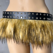 朋克星星毛毛腰裙 腰带女式欧美铆钉街头个性皮带气眼跨境希音