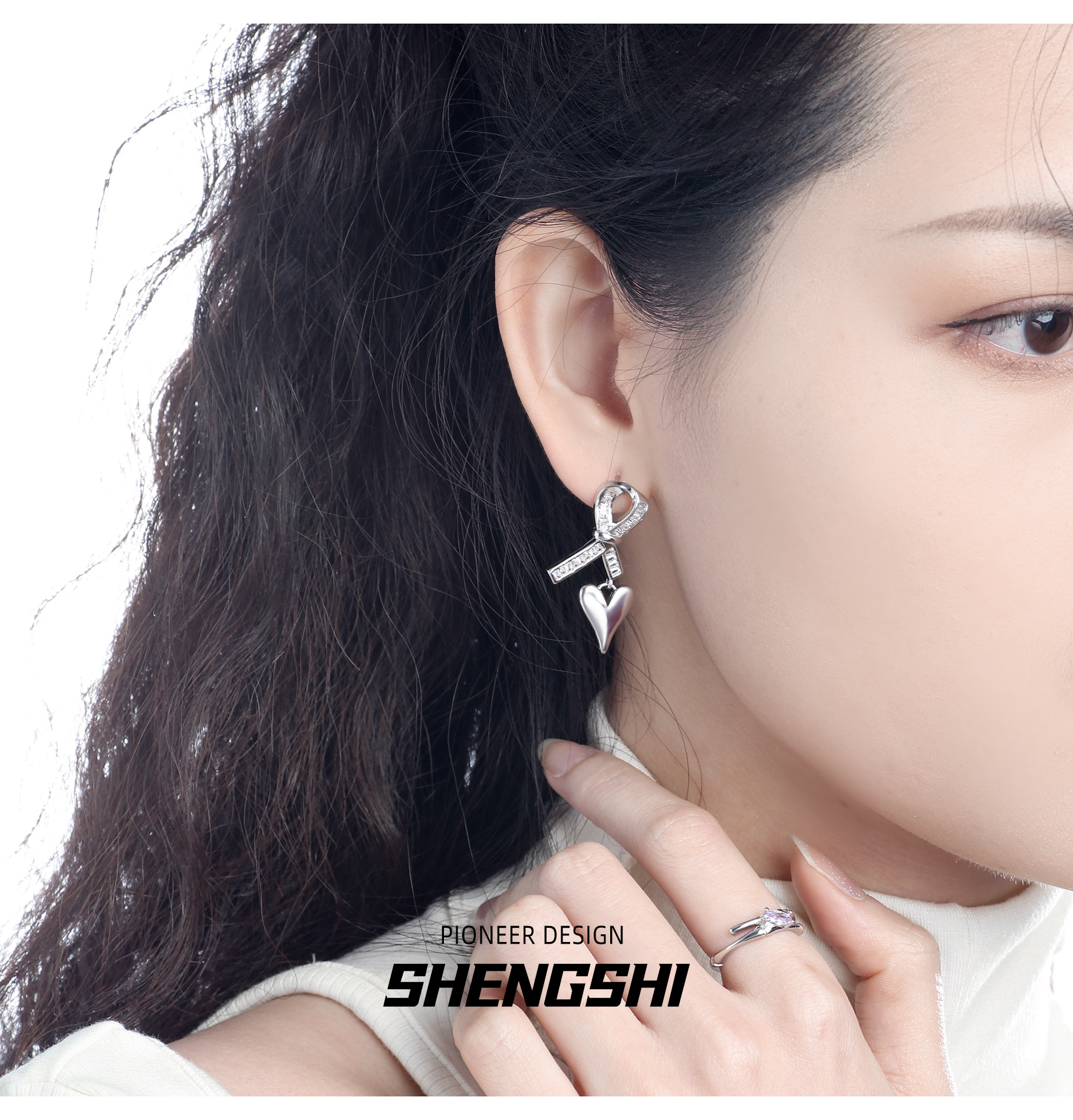 Copper Material 1 Pair Simple Style Commute Heart Shape Bow Knot Inlay Copper Zircon Drop Earrings