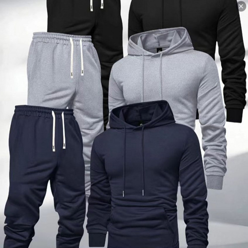 New EuCode Men's Cap Sweatshirt and Leggings Set for Spring and Autumn, Versatile, Best Selling, Solid Color, Matchy-Pair, Casual and Sporty