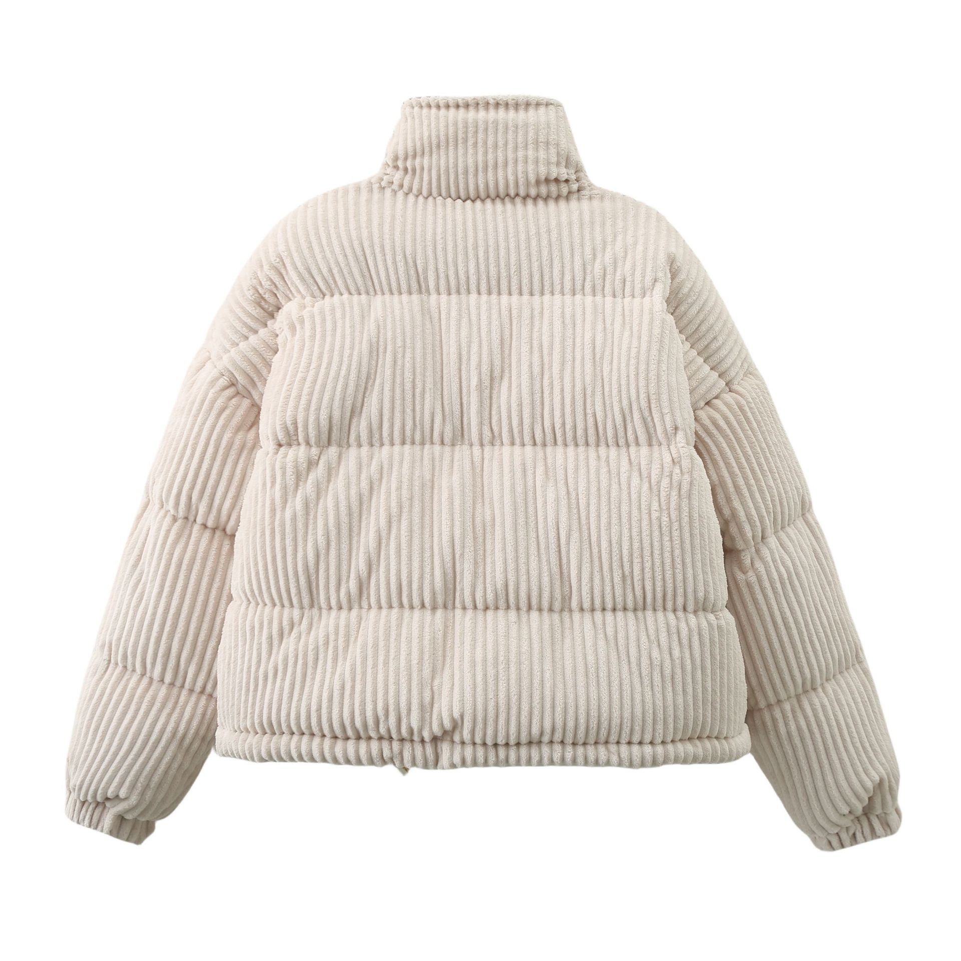 Giacca corta e larga in cotone caldo alla moda autunno e inverno 2024 in velluto a coste F823129_voghion.com