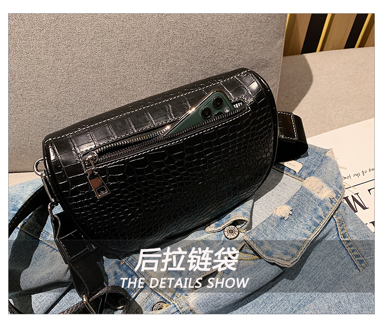 Fashion Solid Color Soft Leather Chest Bag Strap Crocodile Pattern Crossbody Bags display picture 32