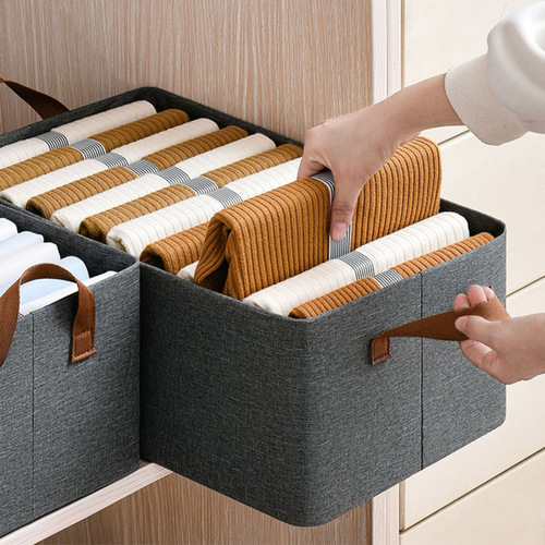 Cationic steel frame folding storage box for clothes and pants home divided drawer-type wardrobe storage box storage box