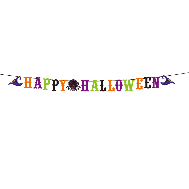 Nuevo Halloween transfronterizo, bandera, calabaza, bruja, fiesta KTV, decoración de papel, decoración del festival de fantasmas, accesorios