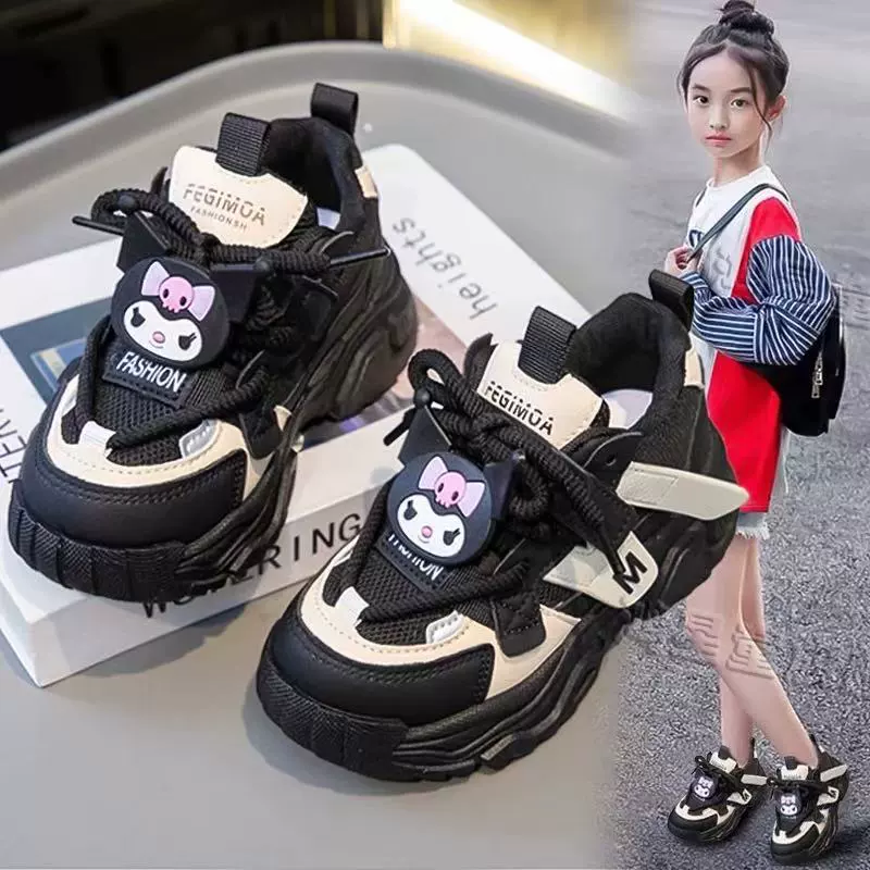 Детские спортивные кроссовки для девочек Весна-Осень 2025, новые, с мягкой подошвой Куроми, дышащие, для детей среднего и старшего возраста
