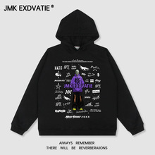 JMK EXDVATIE美式复古潮牌字母印花街头宽松休闲小众连帽卫衣