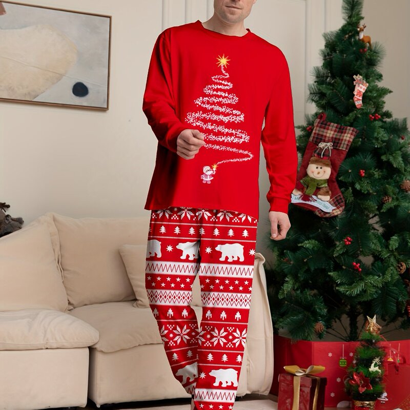 Cross-Border European and American Foreign Trade Pajamas for Couples, Christmas and New Year Cartoon Print Two-Piece Set, Milk Silk Loungewear Cross-Border European and American Foreign Trade Pajamas for Couples, Christmas and New Year Cartoon Print Two-Piece Set, Milk Silk Loungewear