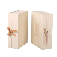 高档服饰服装折叠麻布包装盒定做外贸一片式折叠盒带丝带麻布礼盒