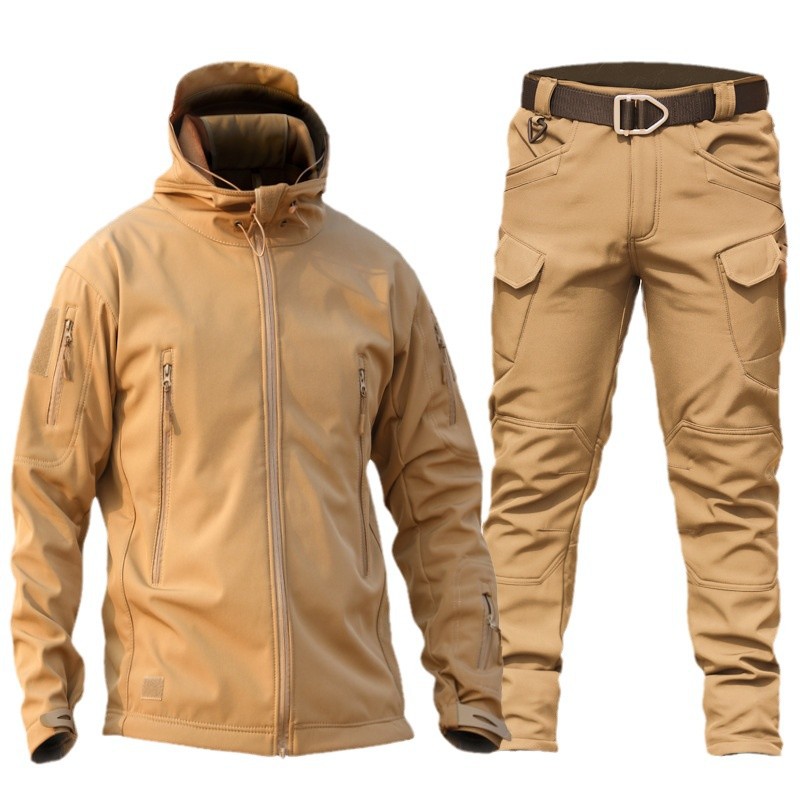 Comercio exterior IX7 pantalones tácticos de estiramiento de cáscara suave de bolsillo de herramientas conjuntos de pantalones de transporte urbano calientes y de lana ligero