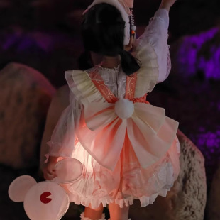 Children's Mid-Autumn Festival Lantern Dress for Girls, New Chinese Style Improved Hanfu, Jade Rabbit Hanfu, Glowing Lolita Dress