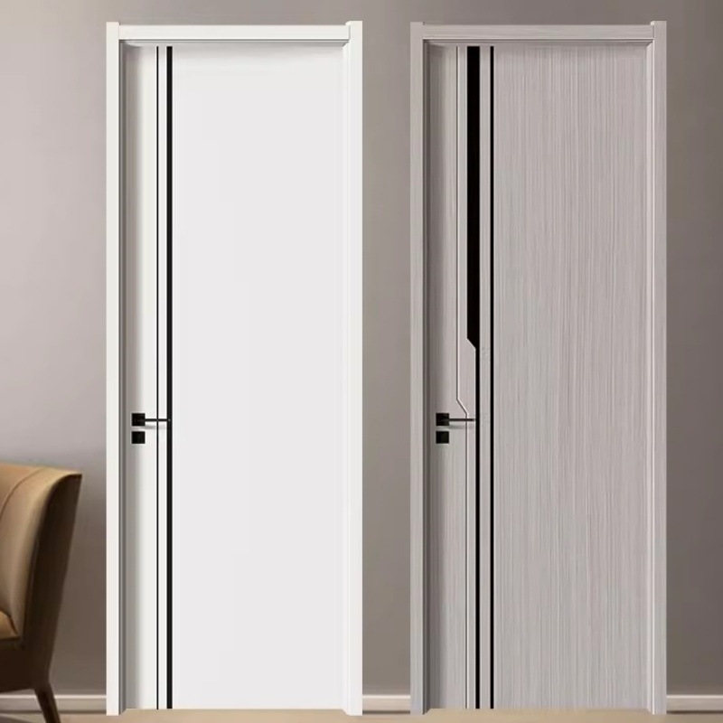 Puerta de madera compuesta de PVC sin pintura ecológica de la escuela de ingeniería de reasentamiento de la casa de reubicación edificio de oficinas puerta de jardín de infantes