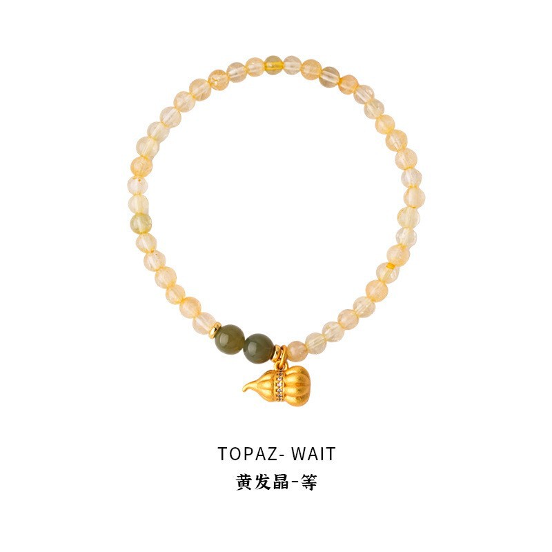 Hanluo~アクアマリンビーズプルブレスレット、ファッショナブルなニッチで絶妙な気質のブレスレット、軽い高級感、ハイエンドで多用途なハンドアクセサリー|undefined